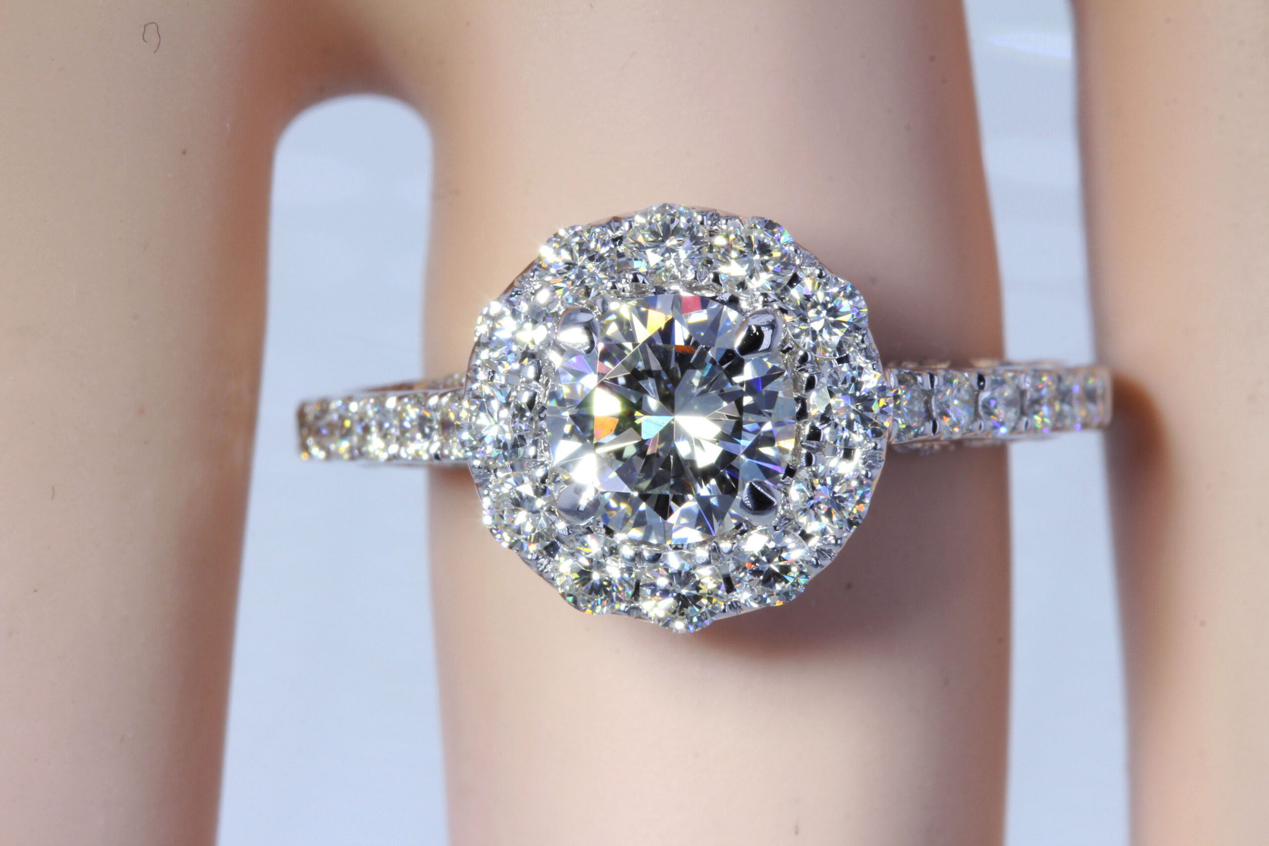 3 1/3ct tw Diamond Halo Engagement Ring in 14K White Gold PBCR604896 -  Ramsey's Diamond Jewelers