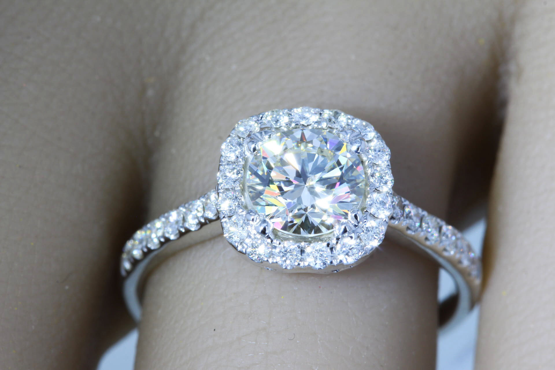 1.03 Round Diamond Engagement Ring w/ Aquamarine Accents - Filigree Jewelers